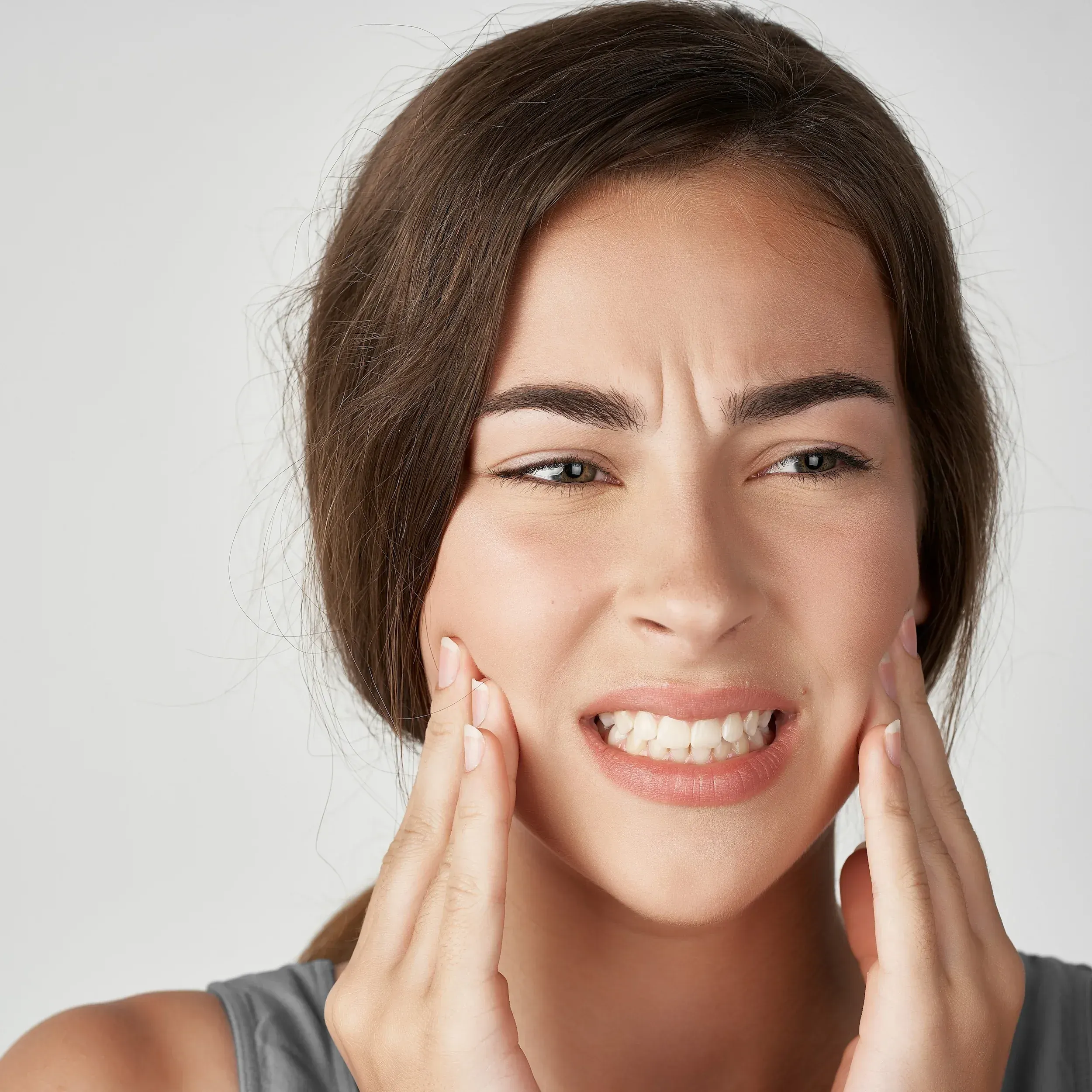 Close up of worn lower teeth from bruxism at East Ellijay Family and Cosmetic Dentistry